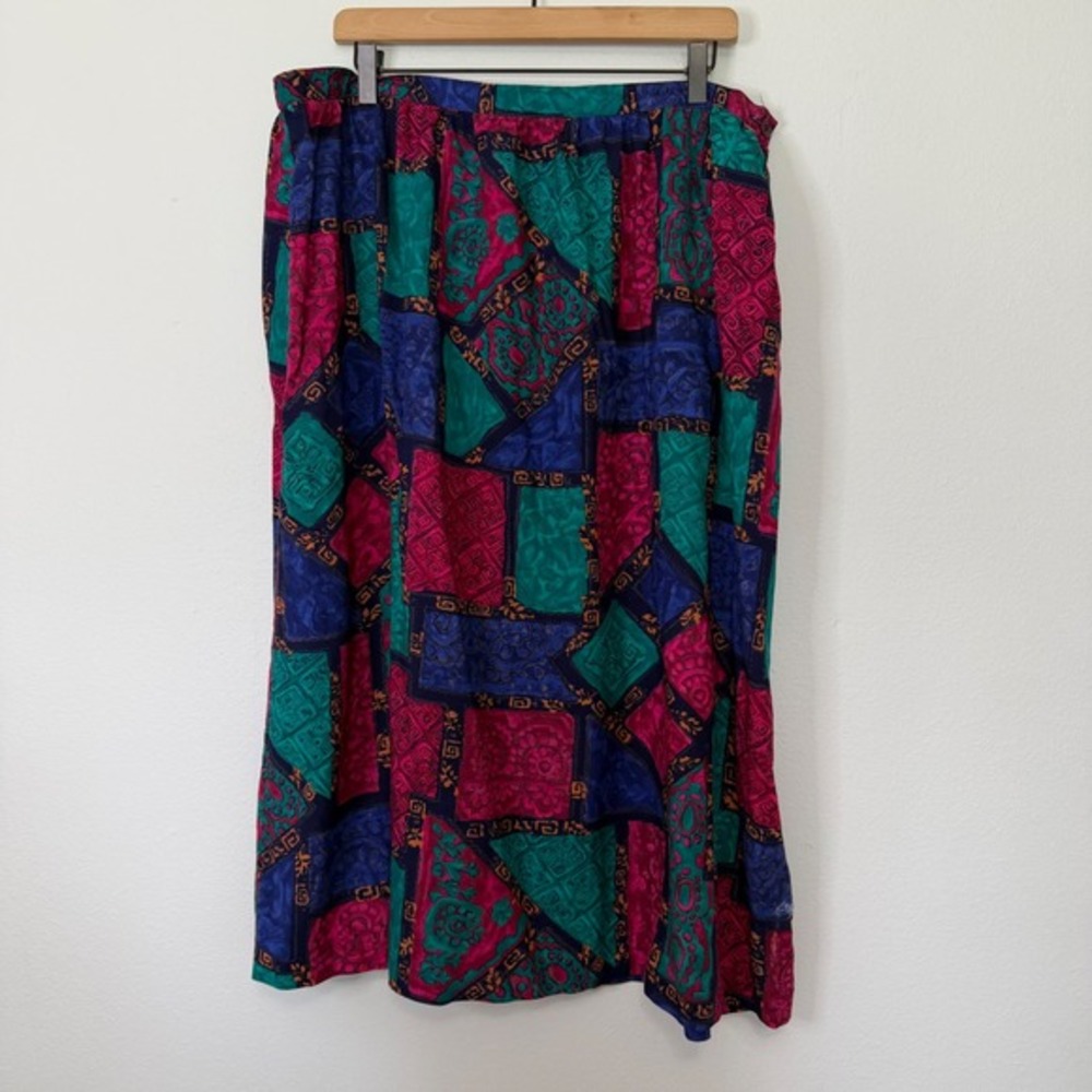 Vintage 80's-90's - Alfred Dunner - Colorful Patchwork Midi Skirt‎ Small Flaw